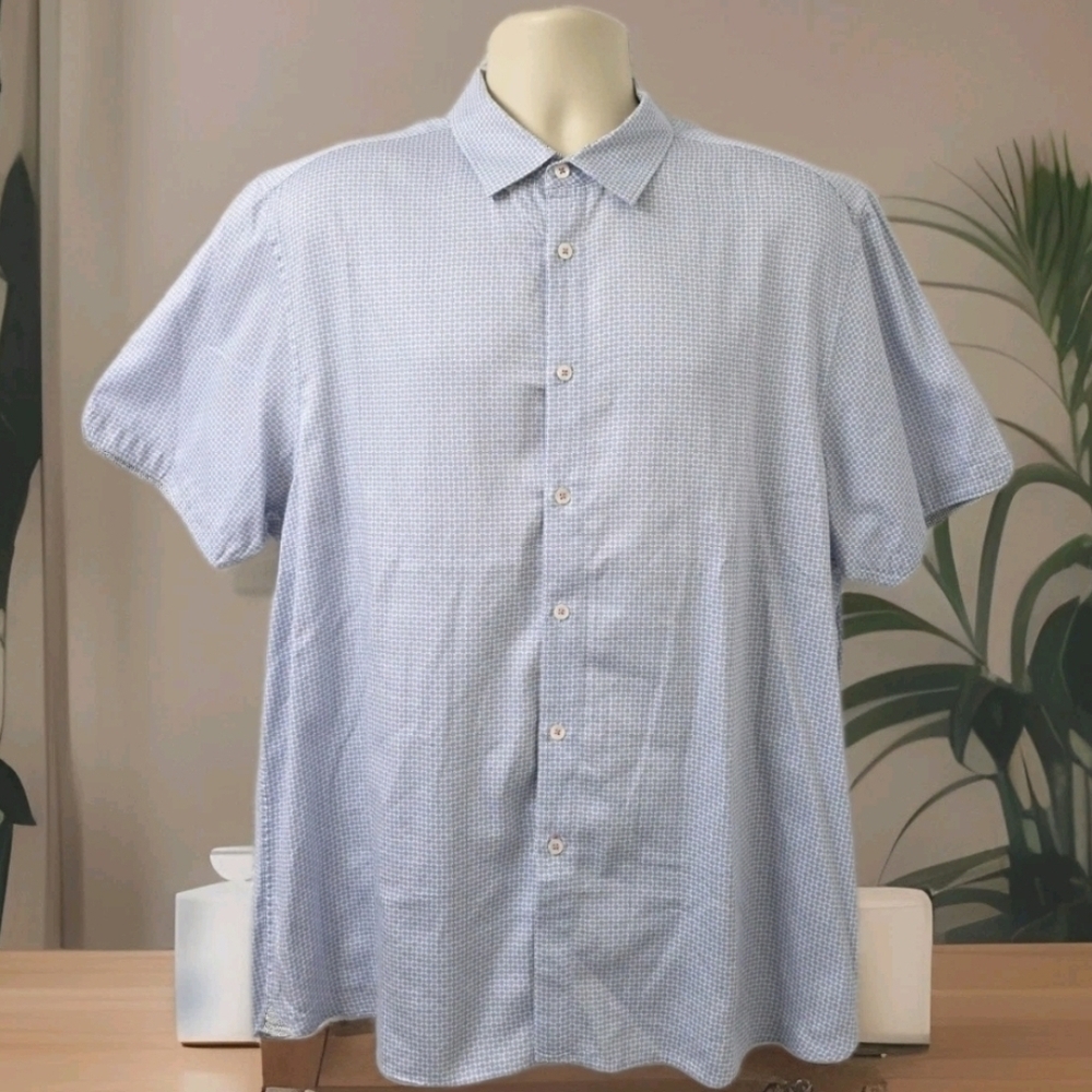 233. Ted Baker London Men's Micro-Print SS Button-Down Shirt - Size 7 / 3XL